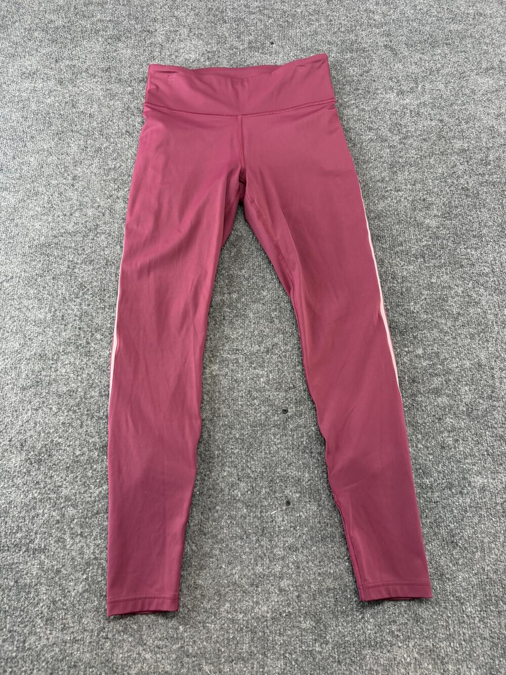 Lululemon Leggings Womens 8 Pink High Rise 27 Inseam Stripe Ankle Yoga Gym Pants